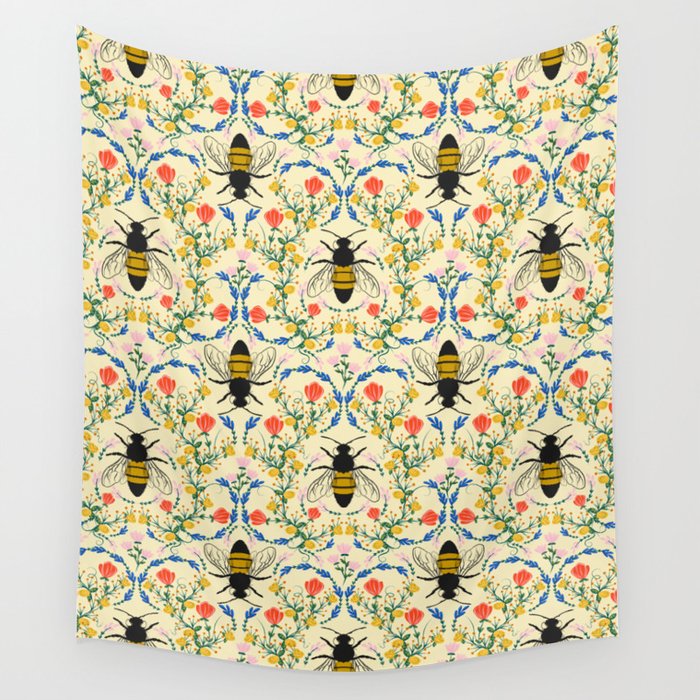 Bee Garden - Cream Wall Tapestry