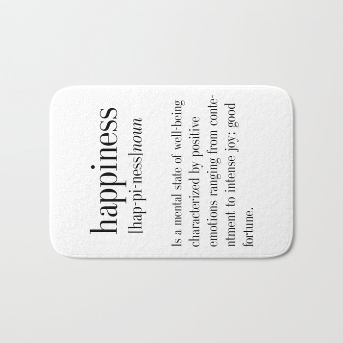 Happiness Definition Adult College Dorm Room Decor Dorm Wall Art Dictionary Art Print Office De Bath Mat