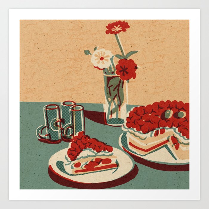 Flower and Cake Art Print