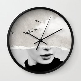 minimal collage /silence Wall Clock