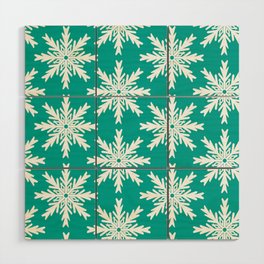 Christmas Snowflakes Persian Green Wood Wall Art