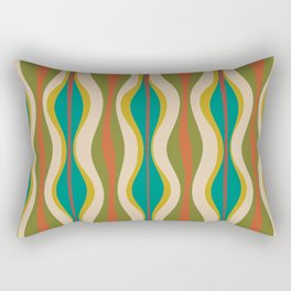 Mid-Century Modern Hourglass Abstract Pattern in Turquoise Teal, Orange, Mustard, Olive, and Mid Mod Beige Rectangular Pillow