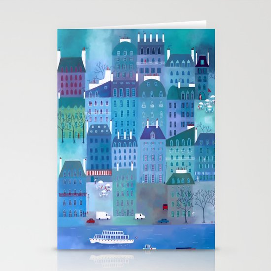 Paris Blues Stationery Cards