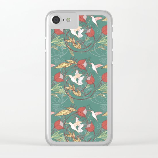 hummingbirds pattern Clear iPhone Case