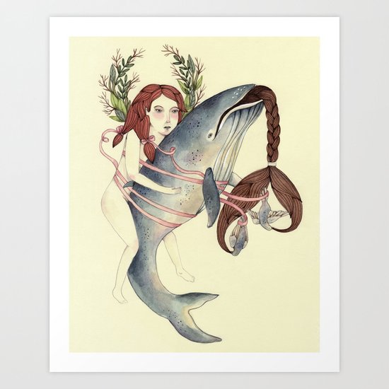 Ribbons Whale Art Print