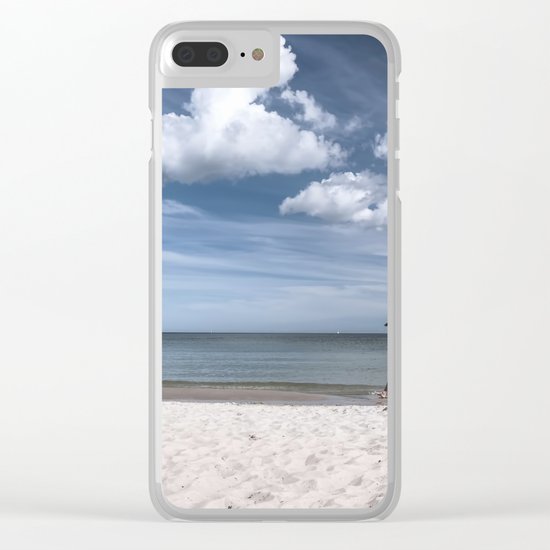Lonely man at the beach Clear iPhone Case