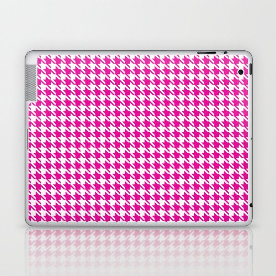 PreppyPatterns™ - Modern Houndstooth - white and magenta pink Laptop & iPad Skin