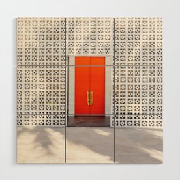 Parker Palm Springs Orange Doors with Palm Tree Shadow Wood Wall Art
