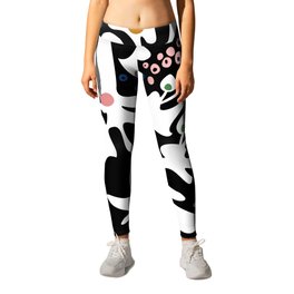 Black home jungle: Organic shapes and flowers Leggings | Minimal, Acrylic, Leaves, Painting, Dark, Gloomy, Abstract, Black, Graphicdesign, Tree 
