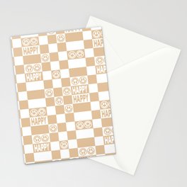 HAPPY Checkerboard (Neutral Beige Color) Stationery Card