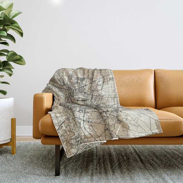 Austria, Vienna - Illustrated Map Throw Blanket