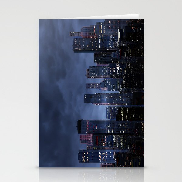 Night city panorama Stationery Cards