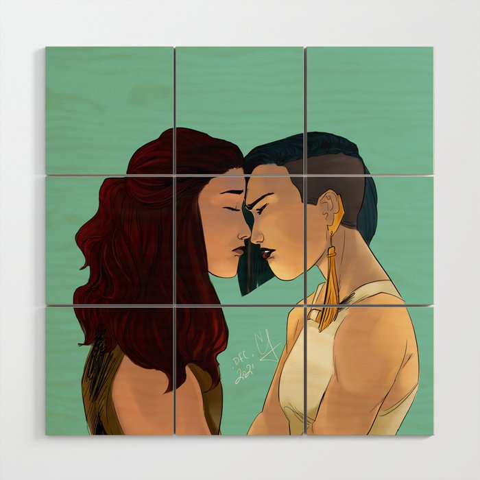 Forehead touch Wood Wall Art