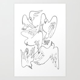 Doves flying Art Print