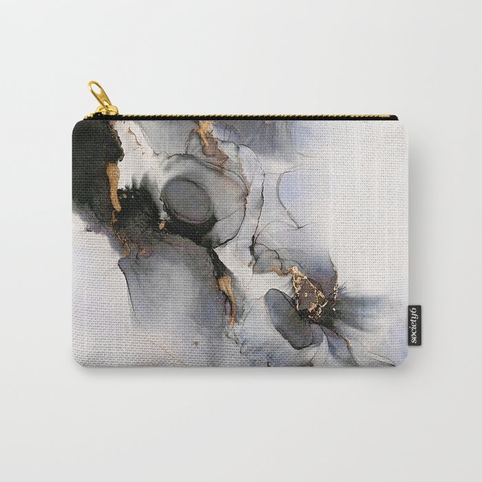 Waterfall Butterflies Fluid Abstract Art Blue and Gold Carry-All Pouch