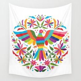 Mexican Otomí Circle Design by Akbaly Wall Tapestry