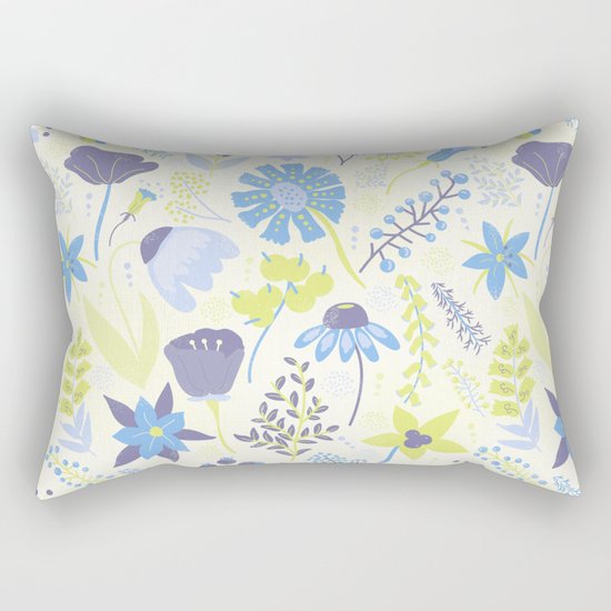 Blue and Purple Wildflowers Rectangular Pillow