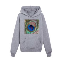 Peacock feather close up	 Kids Pullover Hoodie