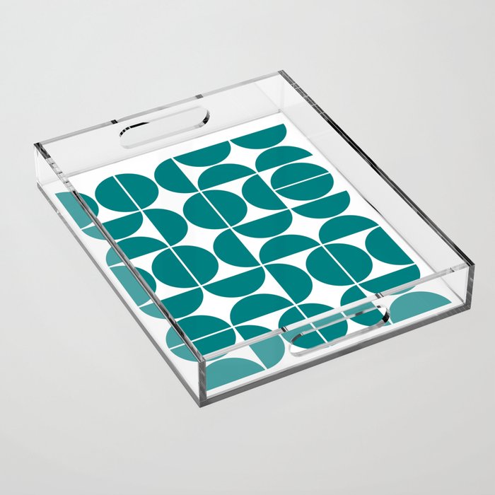 Mid Century Modern Geometric 04 Teal Acrylic Tray