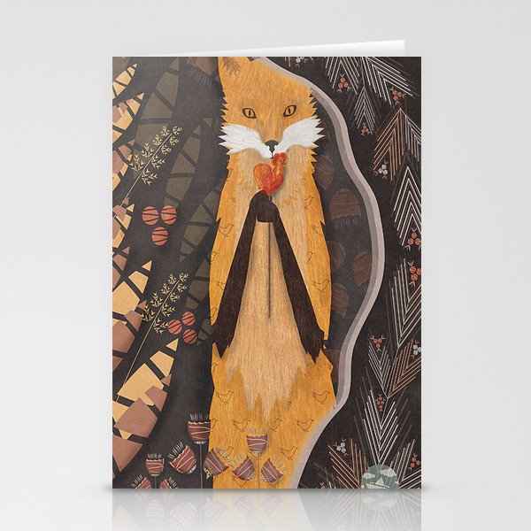 Fox and candy bird Stationery Cards