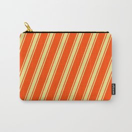 [ Thumbnail: Red & Tan Colored Lines Pattern Carry-All Pouch ]