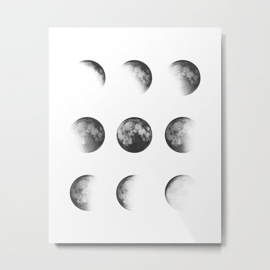 MOON PHASES • white Metal Print
