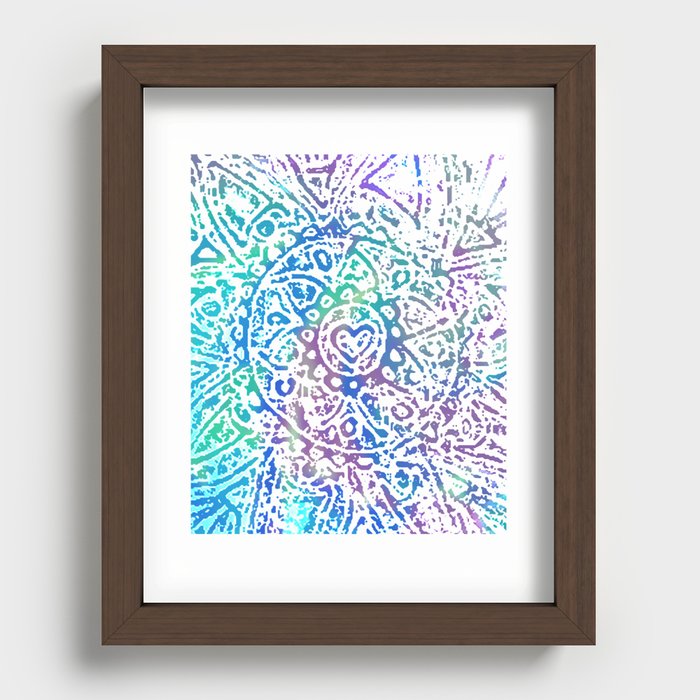 Heart Flower Blue Recessed Framed Print