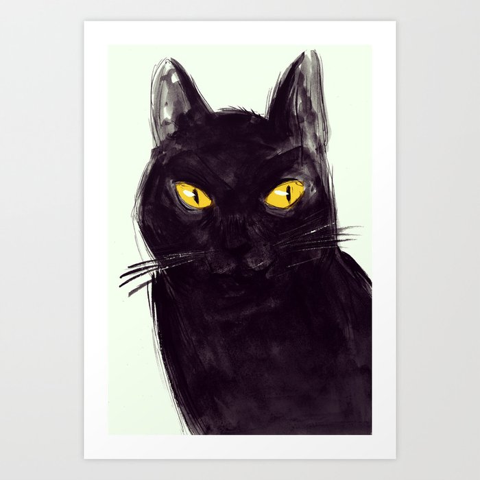 Yellow Eyed Cat Art Print