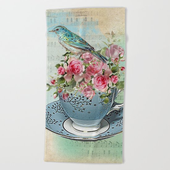 Tea Flowers #5 Beach Towel