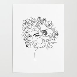 Flower Head Line Poster