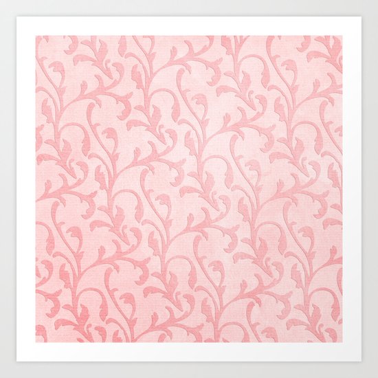 Pretty princess- Pink elegant Damask pattern Art Print