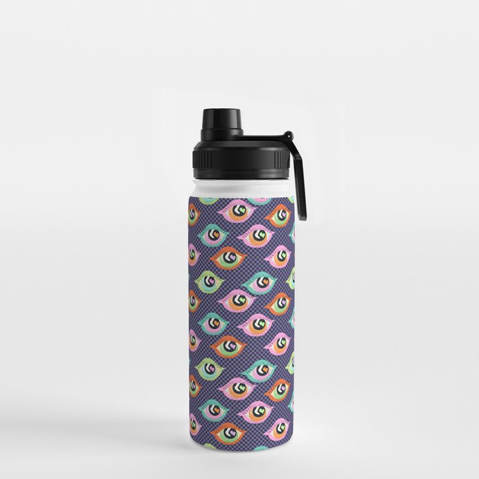 Retro Eyes Checkerboard Water Bottle