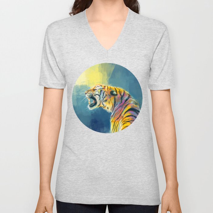 Shine Fearlessly - Tiger portrait V Neck T Shirt