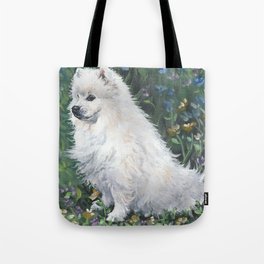 American Eskimo Dog Fine Art Dog Painting by L.A.Shepard Tote Bag