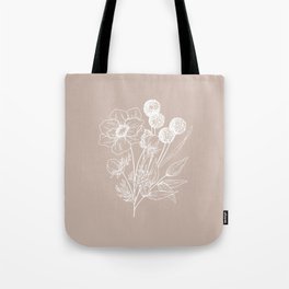 Floral Line Drawing Tote Bag