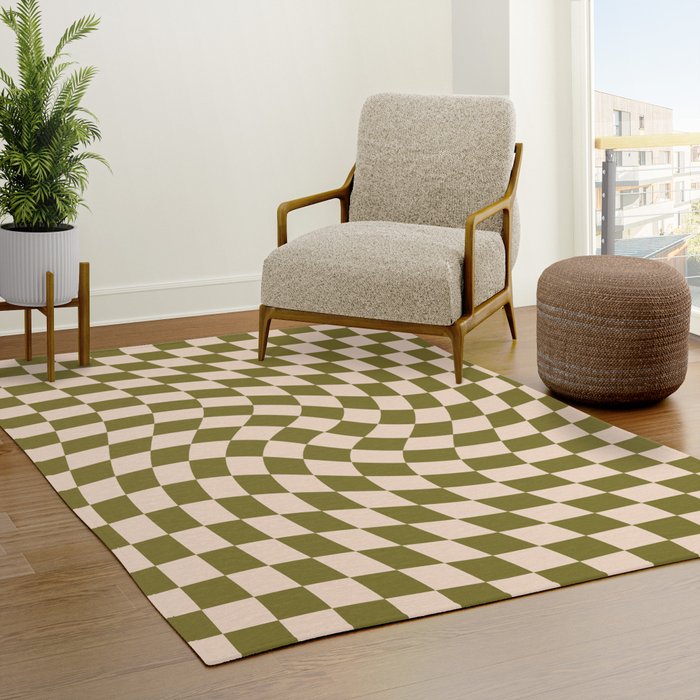 Check VI - Green Twist — Checkerboard Print Rug