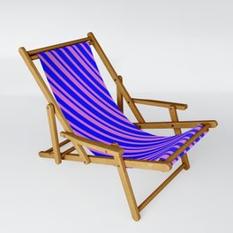 [ Thumbnail: Blue and Orchid Colored Pattern of Stripes Sling Chair ]