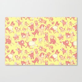 Dogs In Sweaters (Yellow) Canvas Print
