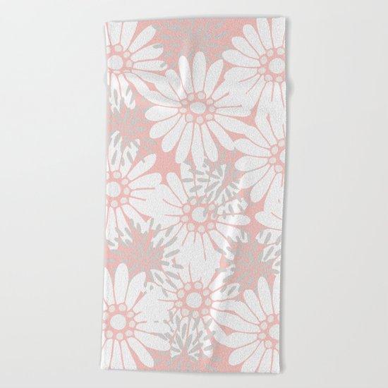 Summer Flowers Pink Beach Towel