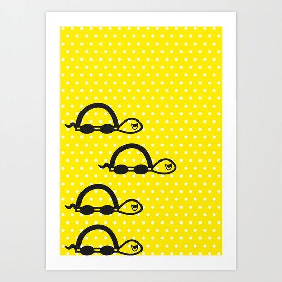 "I can swim in YELLOW polka dot!" Art Print