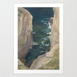Vintage Coastal Painting - Seaside Cliffs Landscape Art Print