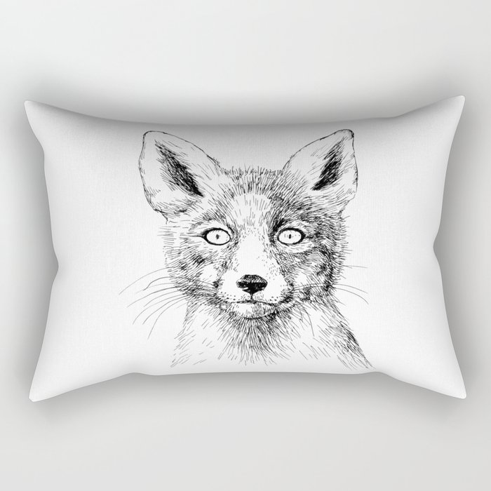 Fox portrait, ink drawing Rectangular Pillow
