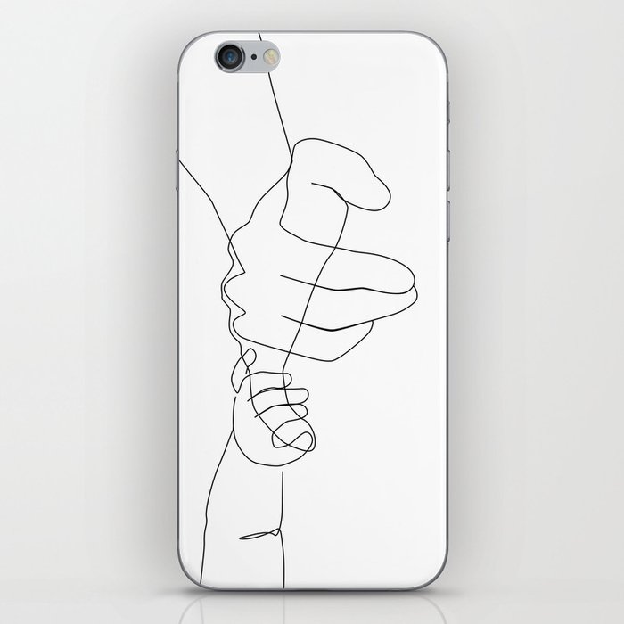 Father and Baby Pinky Swear / hand line drawing  iPhone Skin