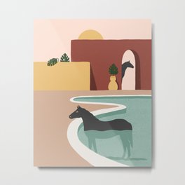 Surreal Summer in Terra Metal Print | Architecture, Surreal, Summer, Sun, Pony, Pool, Moroccan, Terracotta, Boho, Colorblock 