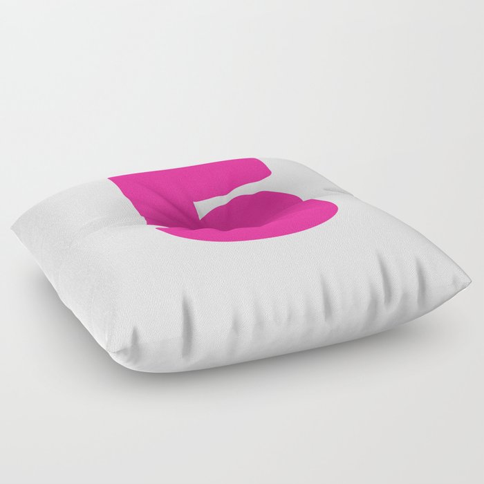 5 (Dark Pink & White Number) Floor Pillow