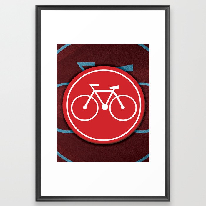 Red Bicycle Icon Framed Art Print