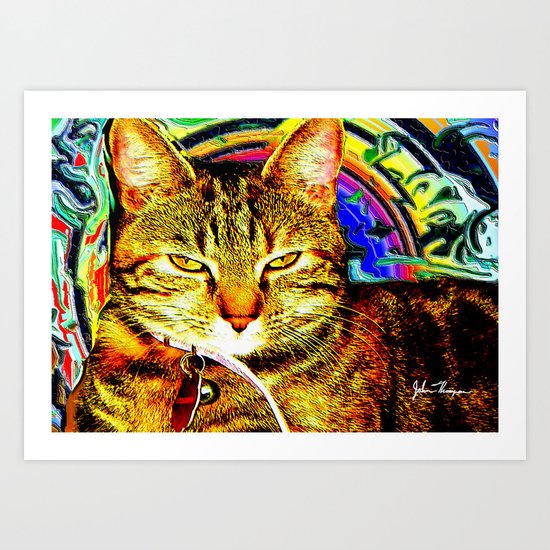 Psychedelic Cat Art Print