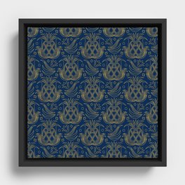 Luxe Pineapple // Navy Blue Framed Canvas