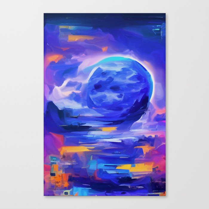Blue Crypto Moon Canvas Print