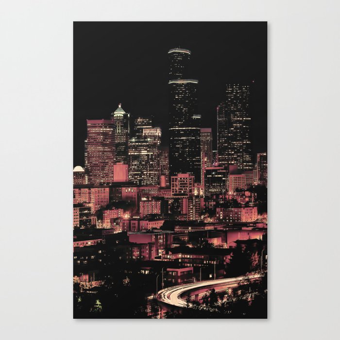 Skyline - City Lights of Seattle, Washington Canvas Print